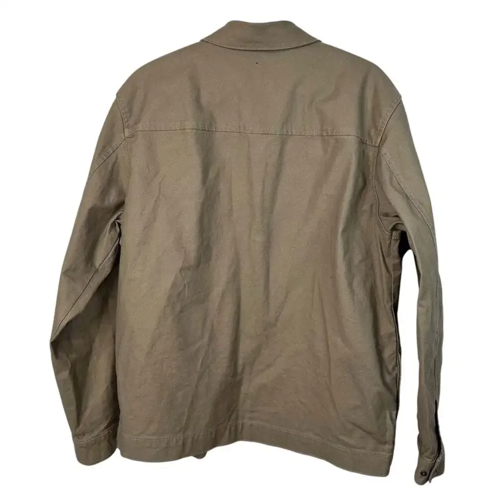 Realtree Beige Canvas Utility Jacket L Unlined Workwear Zip Front Ruggedcore